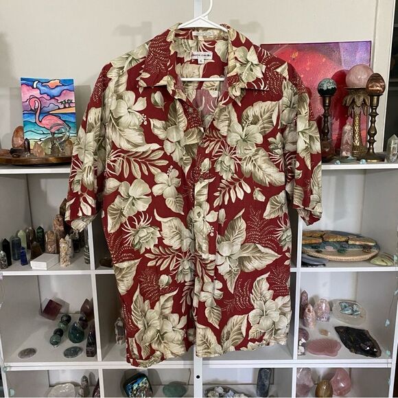 PIERRE CARDIN cotton hawaiian tropical print button down shirt resort men’s XL - Picture 2 of 4